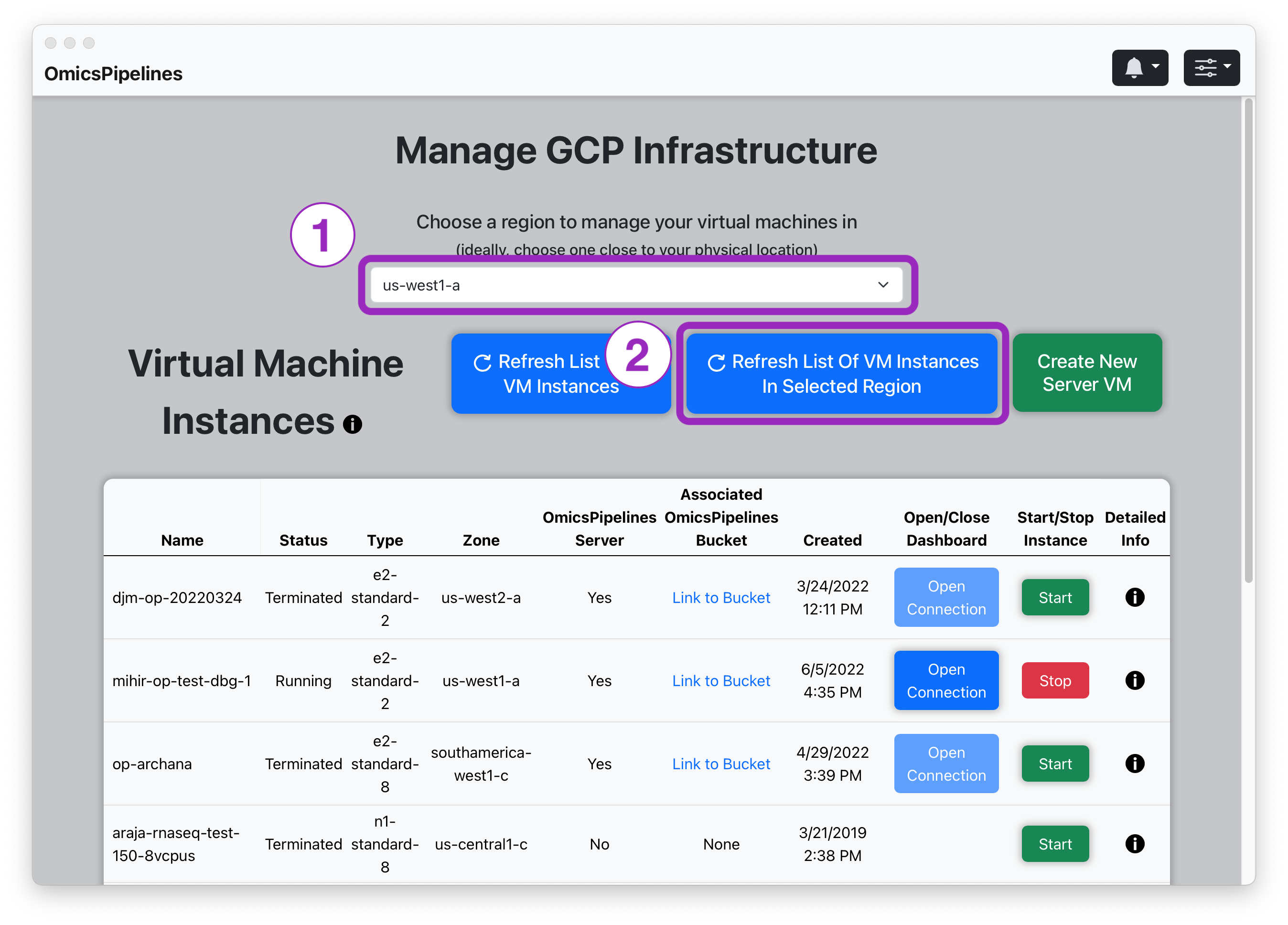 Google Cloud Platform virtual machine view