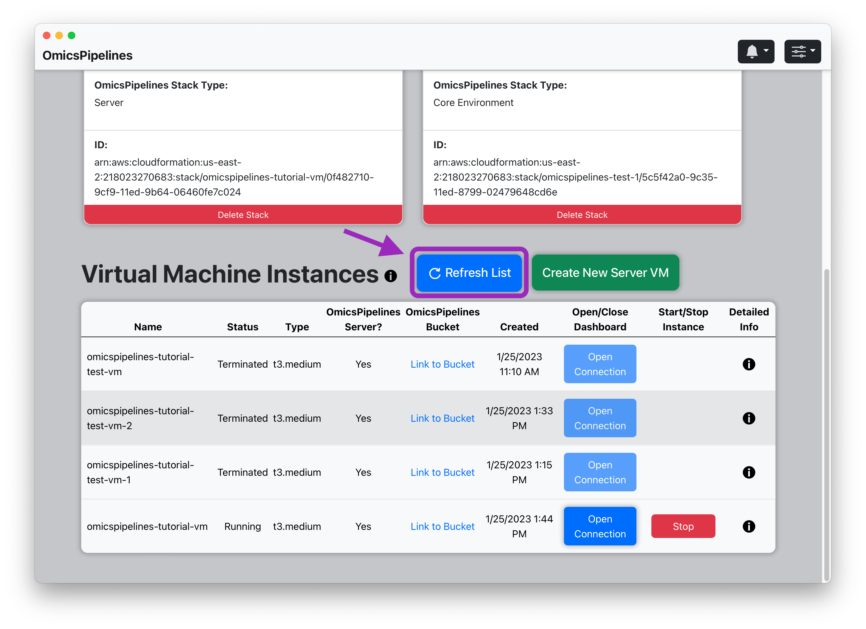 Amazon Web Services refresh virtual machine